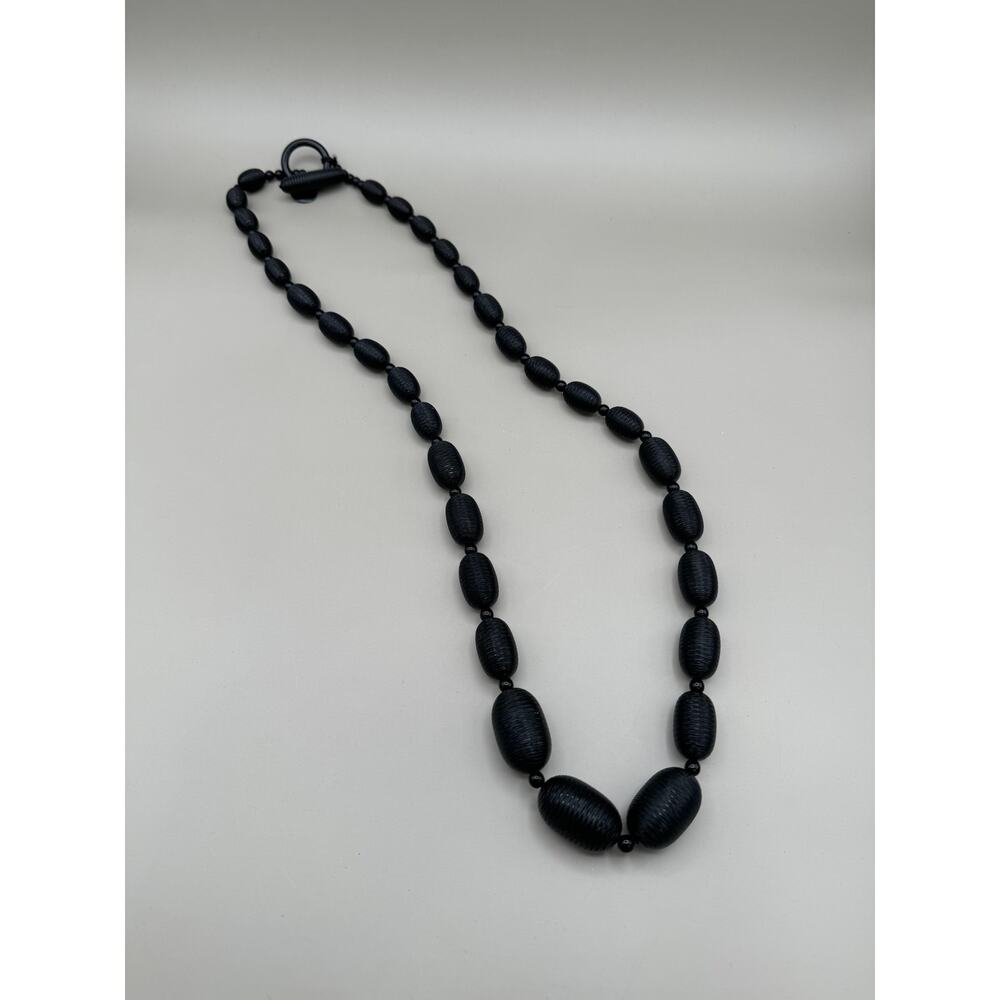 Vintage Pono Italy Chunky Black Beaded Long Necklace